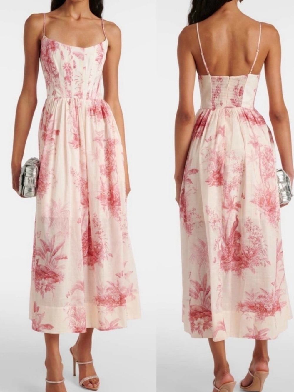NWOT Zimmermann Waverly Corset Dress Pink Palm Size 1 Authentic